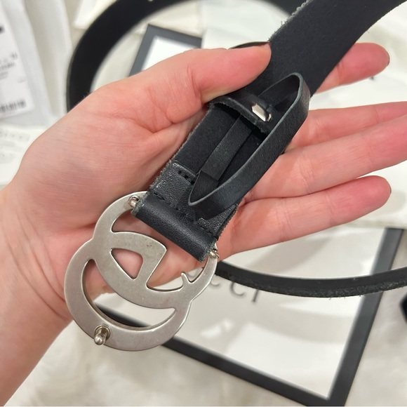 GUCCI Marmont Black/Silver Logo Belt 75 - Picture 8 of 12